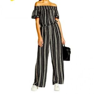 black and white striped jumpsuit